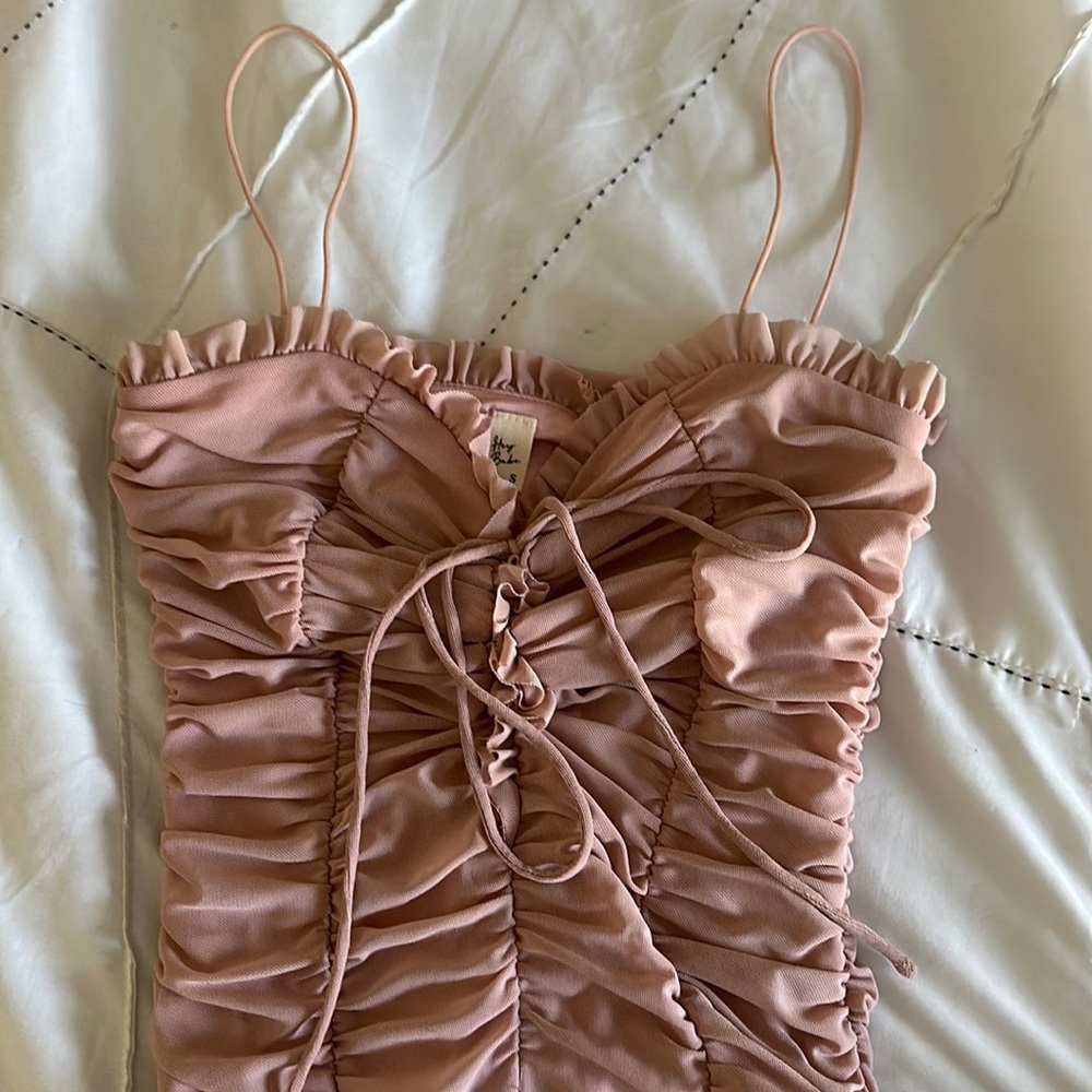 Rose mesh ruched bodysuit- from boutique